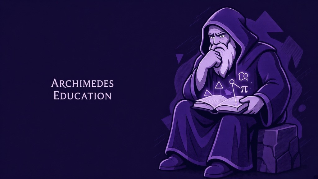 Archimedes mascot seated with an open book